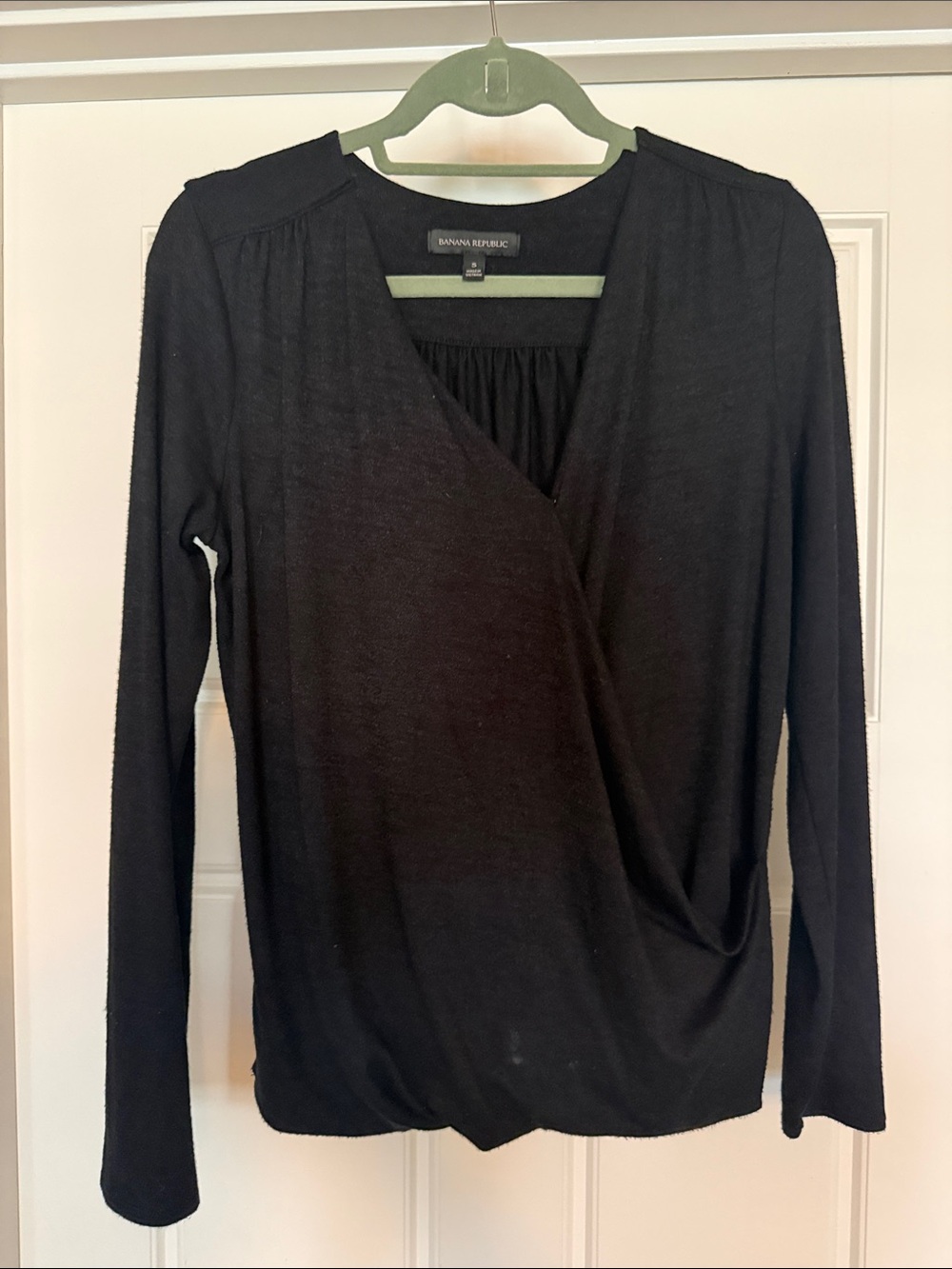 Banana Republic Black Wrap-Style Long Sleeve Top